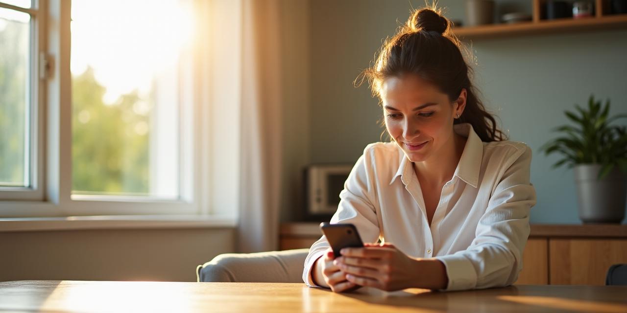 Person entspannt am Smartphone in einem modernen Café