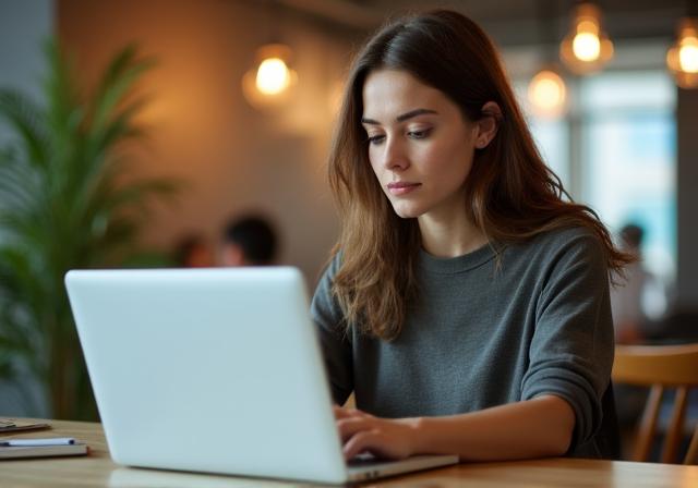 Student mit Laptop lernt konzentriert